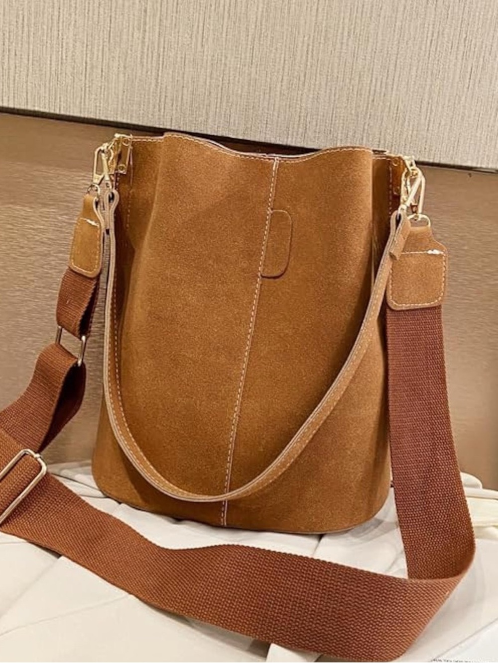 Suede Bucket Bag for Women